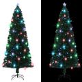 vidaXL Osvetlený vianočný stromček so stojanom a LED 240 cm, optické vlákno
