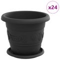 vidaXL Kvetináče 24 ks Čierna Ø 22 x 18 cm Plast