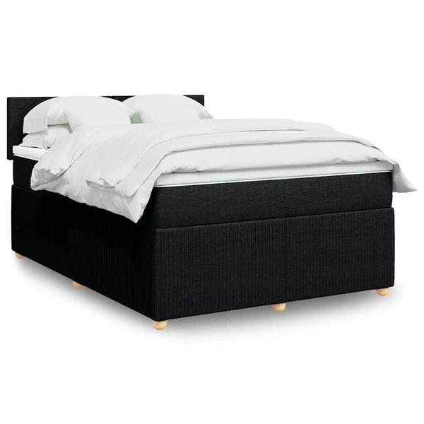vidaXL Posteľný rám boxspring s matracom čierny 160x200 cm látka