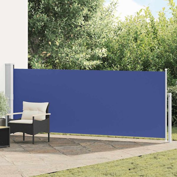 vidaXL Zaťahovacia bočná markíza na terasu 140x500 cm, modrá