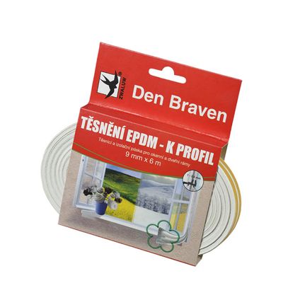 Tesnenie do okien a dverí samolepiace 9x4mm DEN BRAVEN biela 6m