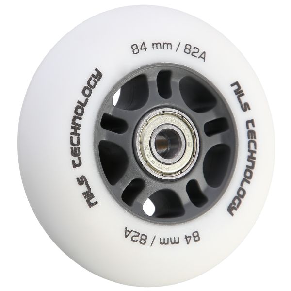 Matné kolieska NILS Extreme PU 84x24 82A s ložiskami ABEC 9, biele, 4 ks