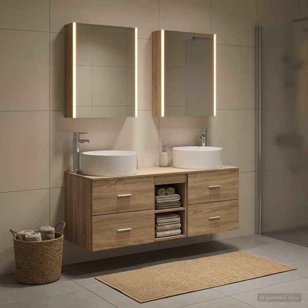 vidaXL Sada kúpeľňového nábytku 5 pcs Dub sonoma