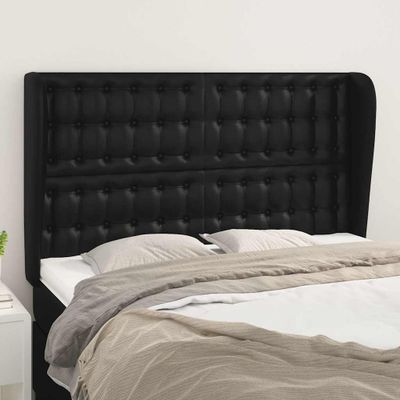 vidaXL Čelo postele so záhybmi čierne 147x23x118/128 cm umelá koža