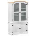 vidaXL Vitrína Biela 103.5 x 42 x 180 cm Masívne borovicové drevo