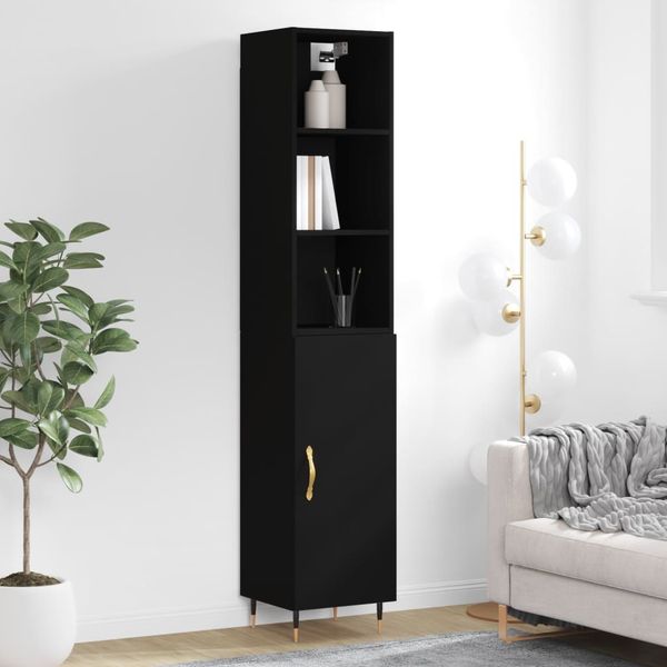 vidaXL Vysoká skrinka čierna 34,5x34x180 cm spracované drevo