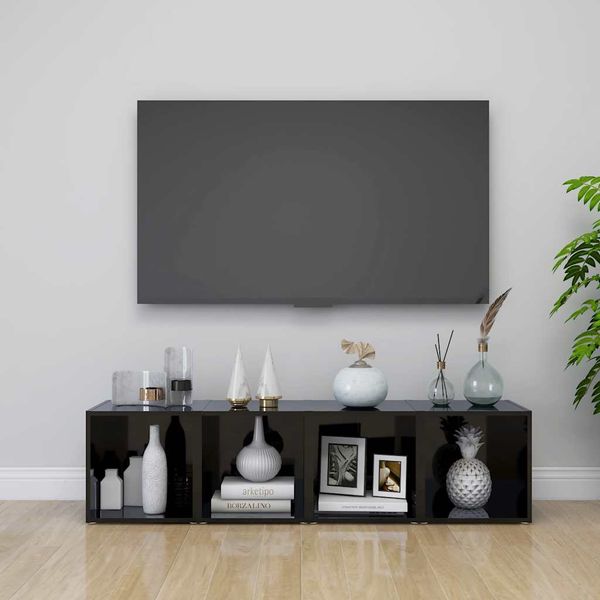 vidaXL TV skrinky 4 ks, lesklé čierne 37x35x37 cm, kompozitné drevo
