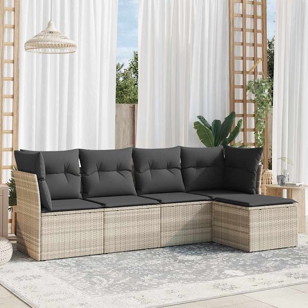 vidaXL 5-dielna záhradná súprava pohoviek s vankúšmi svetlosivá