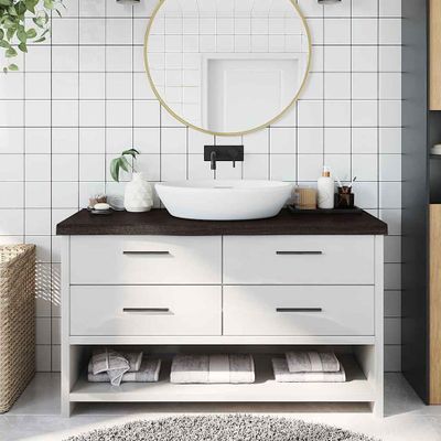 vidaXL Kúpeľňová doska tmavohnedá 100x40x(2-6) cm ošetrený masív