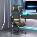 vidaXL Herná stolička s podnožkou čierna a bledozelená látková