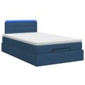 vidaXL Ottoman posteľ s matracom a LED Modrá 120 x 190 cm Látka