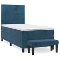 vidaXL Posteľný rám boxsping s matracom tmavomodrý 80x200 cm zamat
