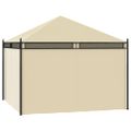vidaXL Altánok so závesmi krémový 3,5x3,5x3,1 m oceľový 140g/m²