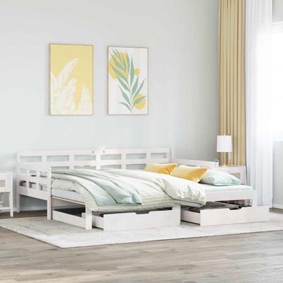 vidaXL Rozkladacia denná posteľ s matracmi bez matraca biela 80x200 cm