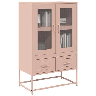 vidaXL Vysoká skrinka ružová 68x39x111,5 oceľ