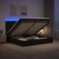 vidaXL Ottoman posteľ s matracom a LED Čierna 200 x 200 cm Látka
