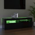 vidaXL TV skrinka s LED svetlami lesklá čierna 120x35x40 cm