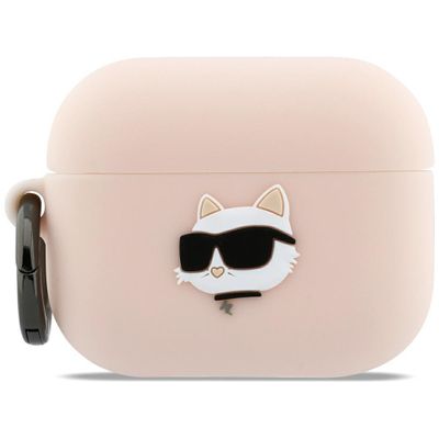 Silikónové puzdro Karl Lagerfeld Chaupette Head 3D pre AirPods Pro 3 ružové
