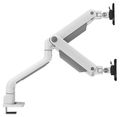 Neomounts DS70S-950WH2/Držák displeje/na stůl/17-35"/svorka+průch./VESA 100X100/nosn.2x18kg/plyn.píst/2 dis Držák, VESA, stolní, pro 2 zakrivené/ploché monitory, úhloprícka 17"–35", náklon, otácení, rotace, nosnost 2× 18kg, bílý