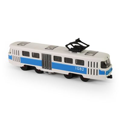 Električka MHD modrá 16 cm - otváracie dvere