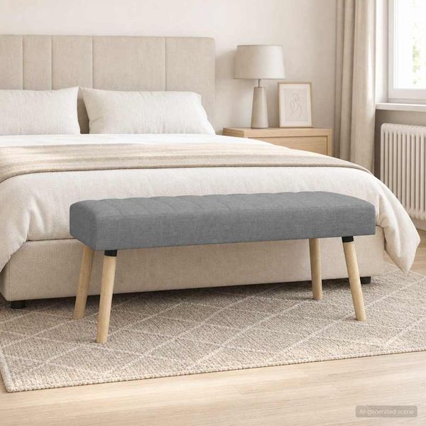 vidaXL Pruhovo prešitá lavica Svetlosivá 110 x 40 x 46 cm Látka