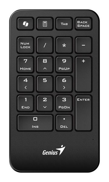 GENIUS NumPad 1000/ numerická/ bezdrôtová 2,4GHz/ Copilot/ mini receiver/ USB/ čierna Klávesnica, numerická, bezdrôtová, Copilot klávesa, 2,4GHz, mini USB prijímač, čierna