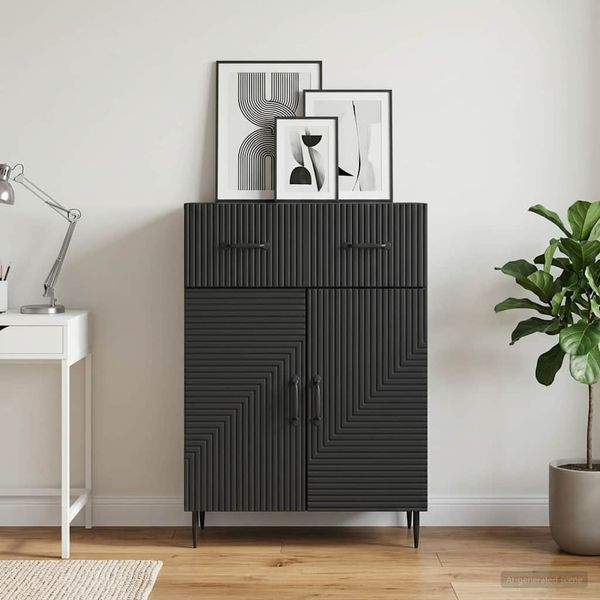 vidaXL Servírovacia skriňa Čierna 66 x 34,5 x 89,5 cm Kompozitné drevo