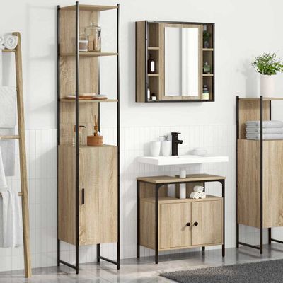 vidaXL Sada kúpeľňového nábytku 3 pcs Sonoma dub Kompozitné drevo
