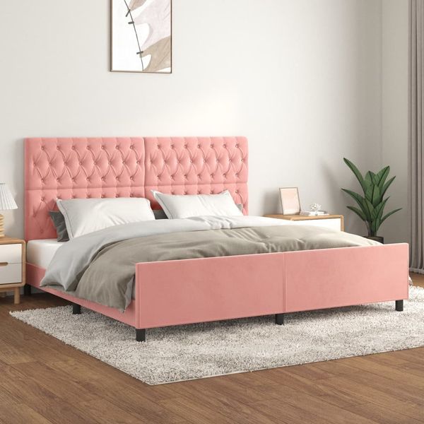 vidaXL Rám postele s čelom ružový 200x200 cm zamat