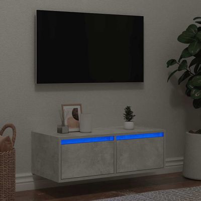 vidaXL TV skrinka s LED svetlami betónová sivá 75x35,5x25 cm