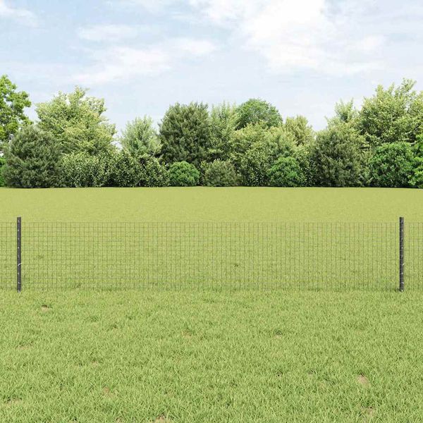 vidaXL Zvarené pletivo s podperami 25 x 0,4 m PVC potiahnutá oceľ Sivá