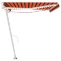 vidaXL Automatická markíza,LED a senzor vetra 500x350cm,oranžová/hnedá