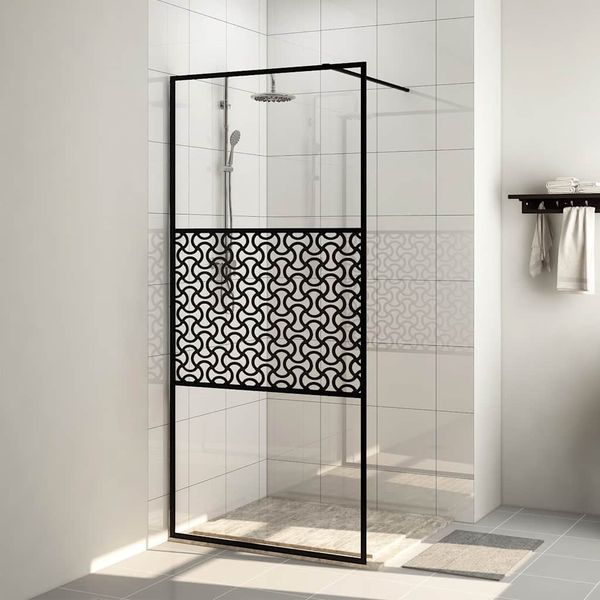 vidaXL Sprchová zástena z priehľadného ESG skla 90x195 cm čierna