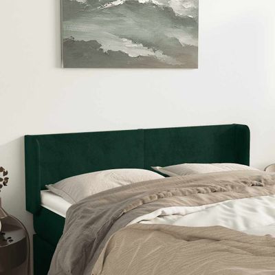 vidaXL Čelo postele so záhybmi zelený 147x16x78/88 cm zamat