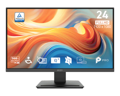 MSI monitor PRO MP241 E14V 23,8" VA/FHD/144Hz/1ms/HDMI/DP/černá Monitor, 23.8" VA, Full HD 1920×1080, 144Hz, 1ms MPRT, Adaptive-Sync, HDR Ready, 98% sRGB, HDMI 2.0, DisplayPort, cerný