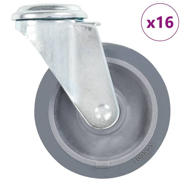 vidaXL Otočné kolieska s otvorom na skrutku 16 ks, 100 mm