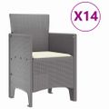 vidaXL Záhradný jedálenský set s vankúšmi 15 ks Svetlosivá PP