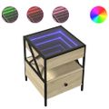 vidaXL Nočný stolík s nekonečnými LED dub sonoma 40x40x51 cm