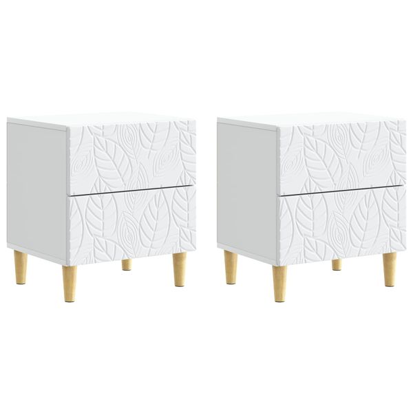 vidaXL Nočný stolík 2 pcs Biela 43 x 34,5 x 48 cm Kompozitné drevo