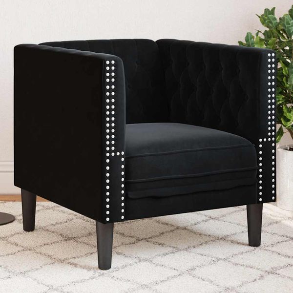 vidaXL Pohovka Chesterfield čierna zamat