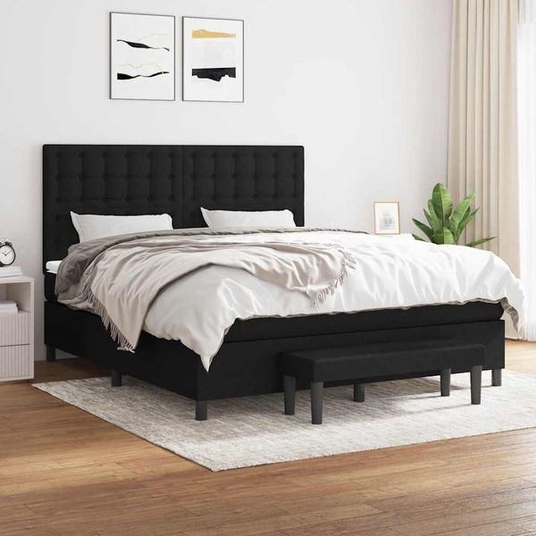 vidaXL Posteľný rám boxspring s matracom čierny 160x200 cm látka
