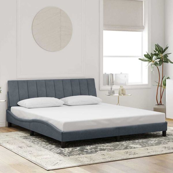 vidaXL Rám postele bez matraca Hanko tmavosivá 180x200 cm zamat