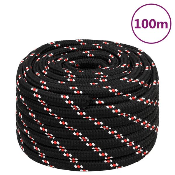 vidaXL Lodné lano čierne 20 mm 100 m polypropylén
