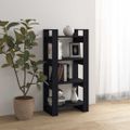 vidaXL Knižnica/deliaca stena čierna 60x35x125 cm masívne drevo