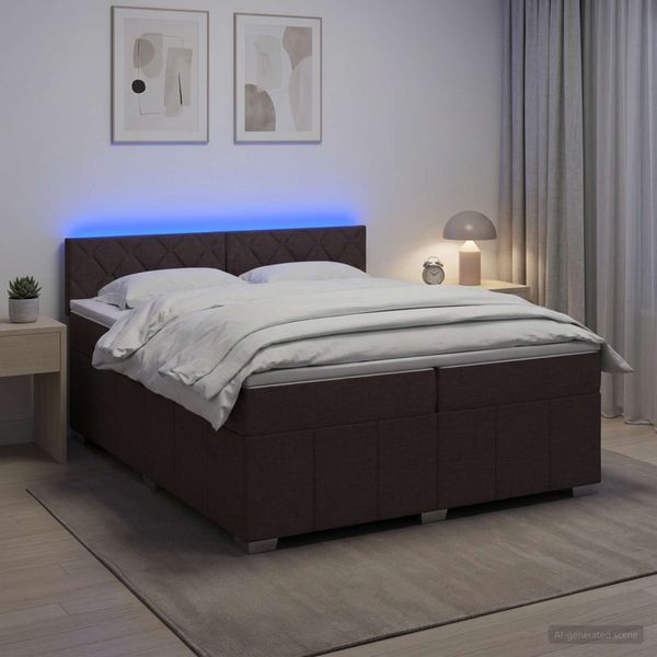 vidaXL Posteľ boxspring s matracom Tmavohnedá 200 x 200 cm Látka