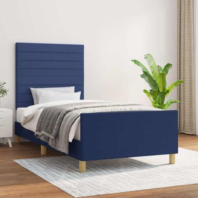 vidaXL Rám postele bez matraca Modrá 90x200 cm Látka