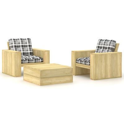 vidaXL 3-dielny záhradný sedací set s podložkami impregnovaná borovica