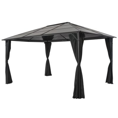 vidaXL Altánok so závesmi hliníkový 4x3x2,6 m čierny