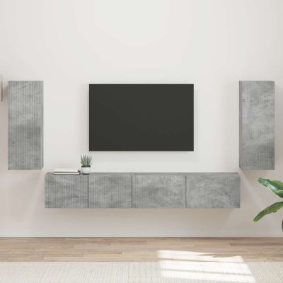 vidaXL Zostava TV skriniek 4 pcs Betónová šedá Kompozitné drevo