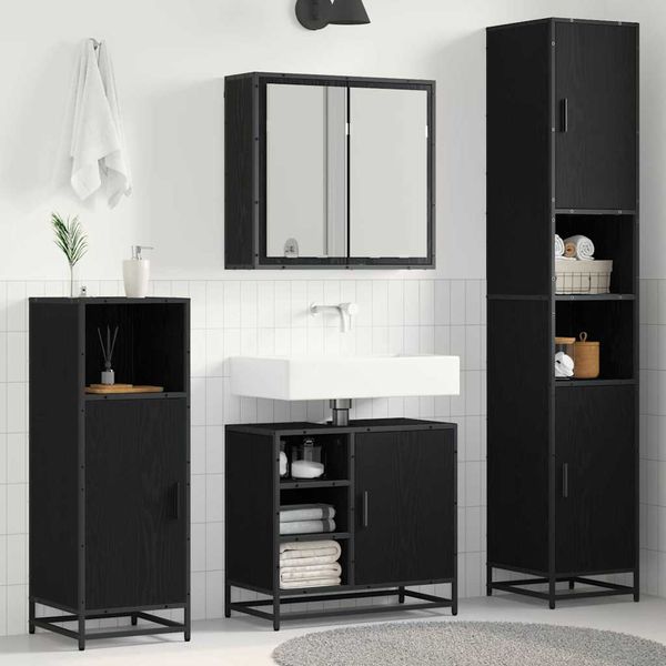 vidaXL Sada kúpeľňového nábytku 3 pcs Čierny dub Kompozitné drevo